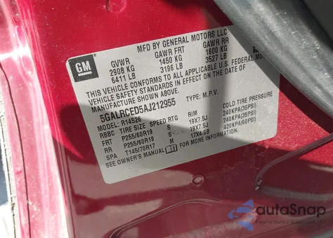 2010 Buick Enclave 2Xl z USA, uszkodzony, nr VIN 5GALRCED5AJ212955